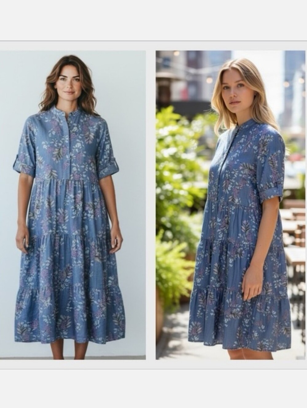 Natural Life Rebecca Tiered Shirt Dress Floral Prarie Cottage XXL Blue Purple